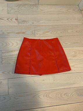 AKIRA Vibrant Red Faux Leather Mini Skirt